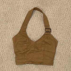 Brown Halter Neck Tank Top